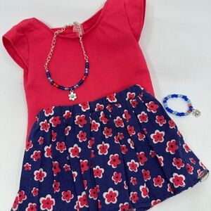 American Girl Truly Me Mix and Match FLOWER MARKET SKIRT Outfit & Jewelery